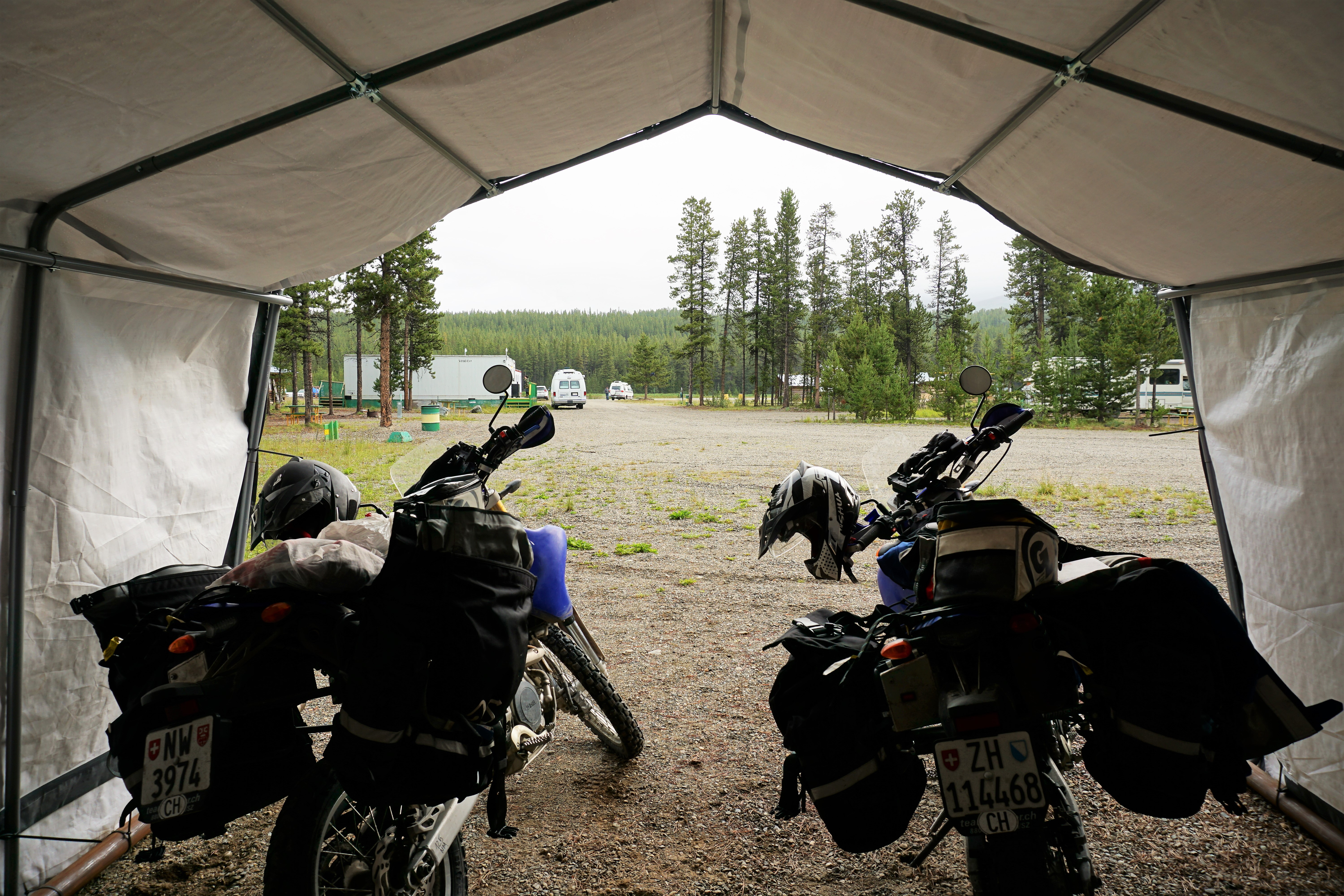 Even a tent for the bikes