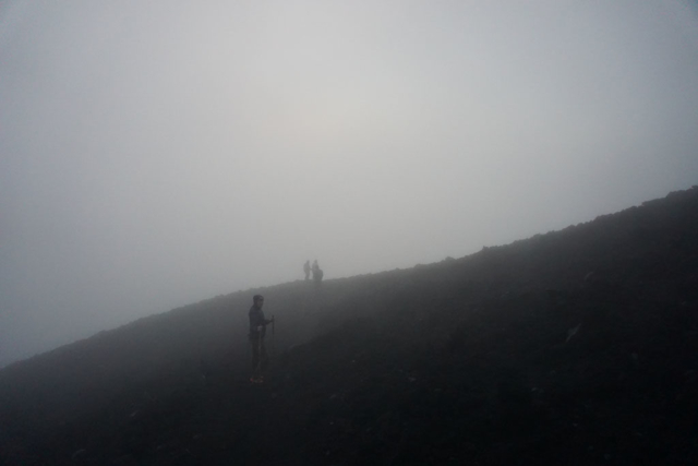 Morning ascend up to the peak of the volcano