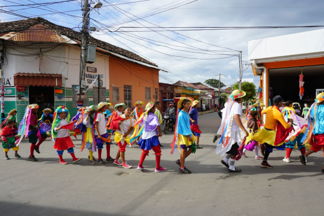 Parade in Riva, Nicaragua before crossing into Costa Rica