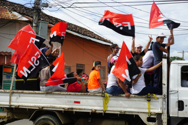 Parade in Riva, Nicaragua before crossing into Costa Rica